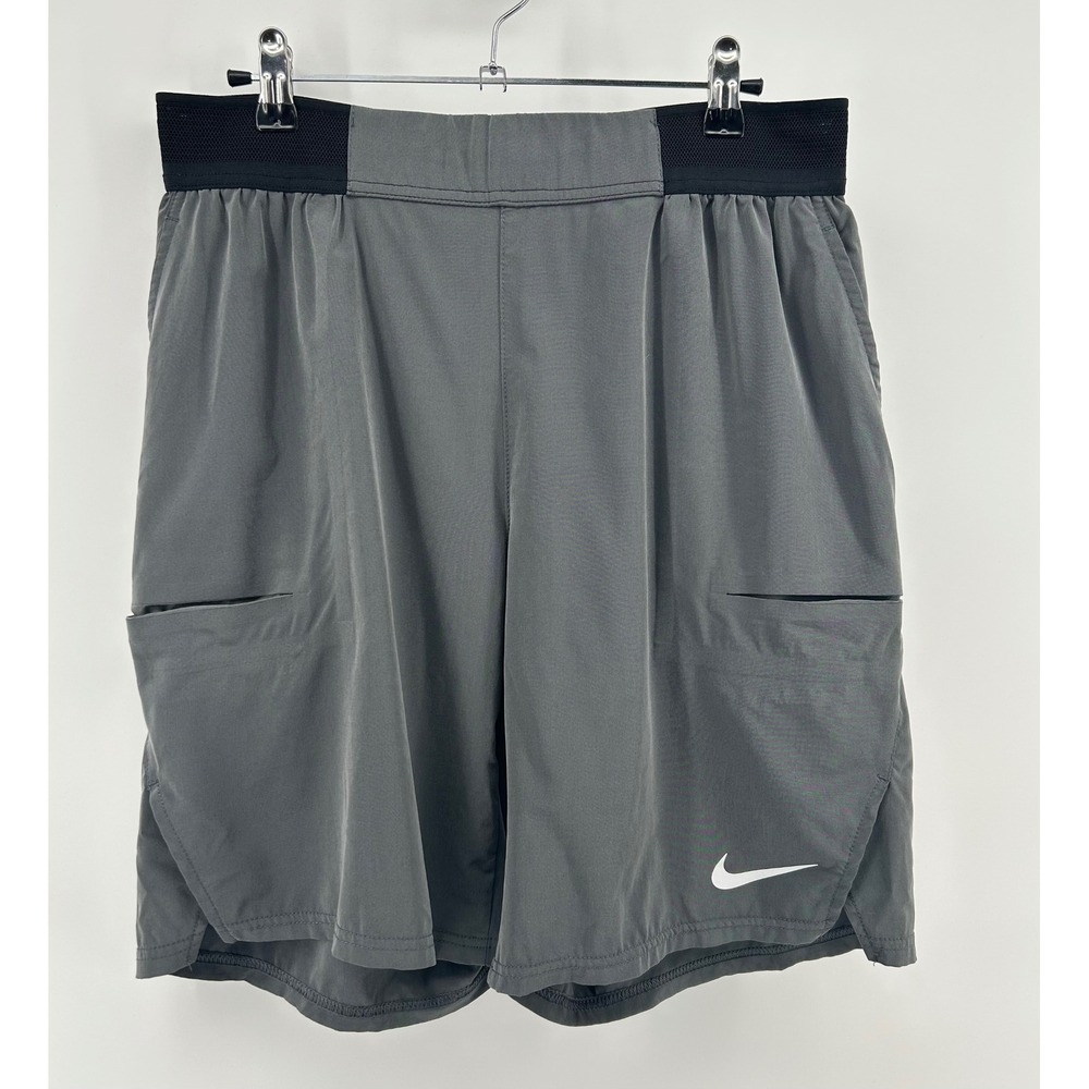Nike Court Dri-FIT Slam Tennis Shorts Mens Medium Gray Pleated Ball Pockets